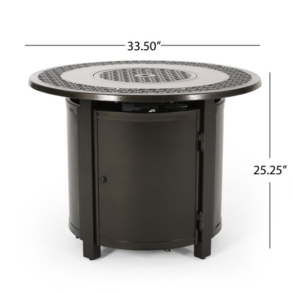 Arlmont & Co. Table de foyer d'extérieur au propane en aluminium Jay et